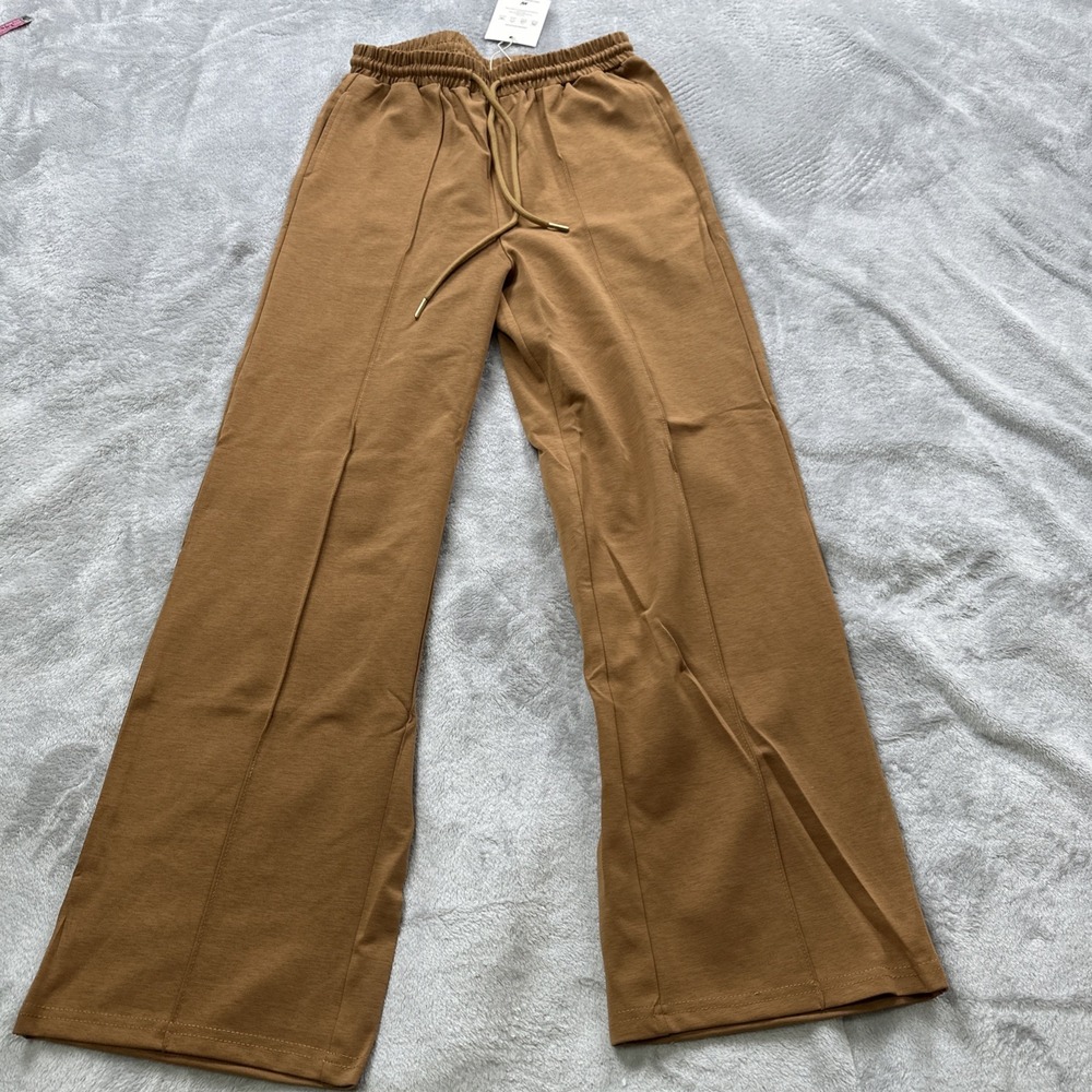 Wide Leg Drawstring‎ Pull-On Pants Lightweight Women's Small Gold Terracotta NEW